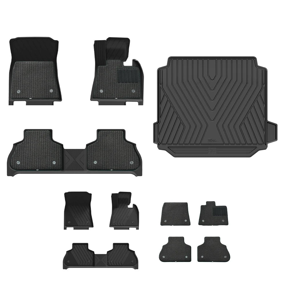 3W Custom All Weather Car Mats for BMW X5 New 2019-2025 G05 RHD (Not compatible with air suspension) 3w 1st&2nd Row Mats+Carpets+Boot Liners